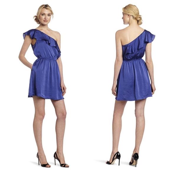 BCBGeneration Dresses & Skirts - BCBGeneration Shoulder Ruffle Purple Dress
